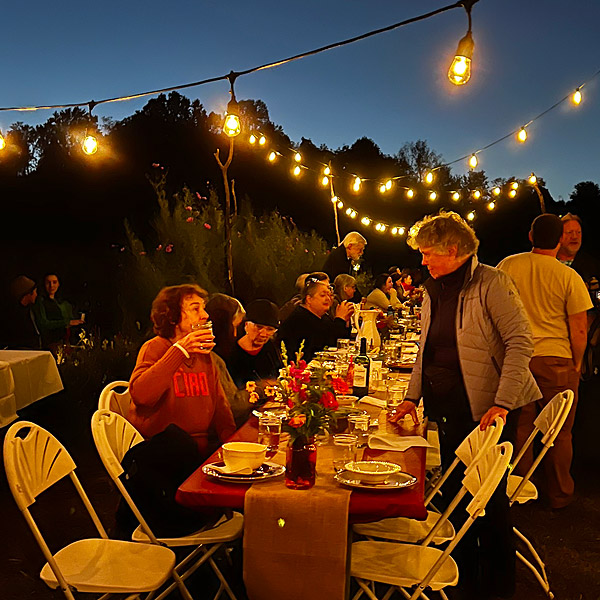 A view of the dining table at our 2022 Harvest Dinner