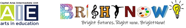 Logos: Capital Area Intermediate Unit Arts in Education + BrightNow!