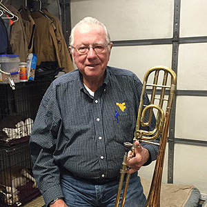 John Gourker with his trombone